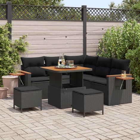 vidaXL Gartensofa-set 8 pcs Schwarz Poly-Rattan (1/5)