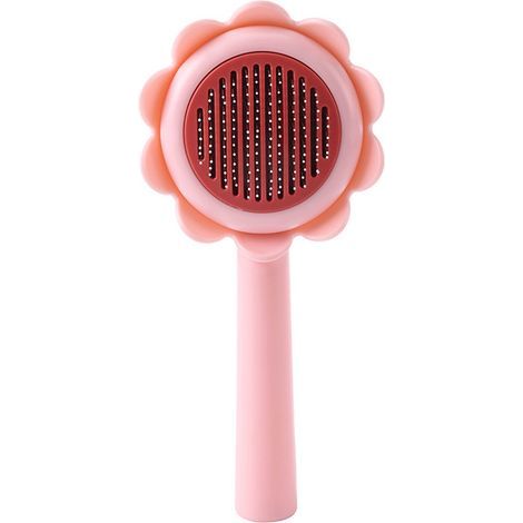 Grooming brush for cats and dogs, self-cleaning brush to detangle and remove dead hair (pink) - AquaForge (1/5)
