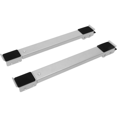 Support de poulie universel pour appareils électroménagers, supportant une charge de 300 kg, avec base à rouleaux rétractables et levier pour machine à laver (argenté). (1/5)