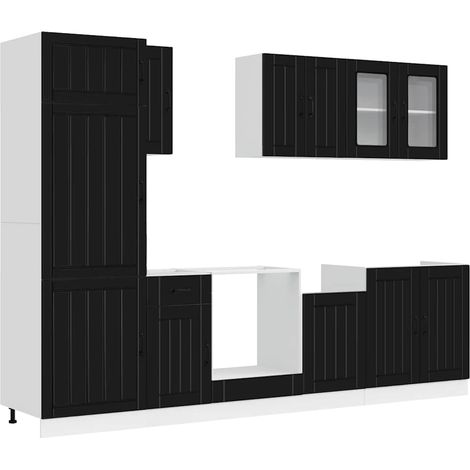 Maison Exclusive - 8dílná sada kuchyňských skříněk "Kalmar" černý kompozit (1/5)