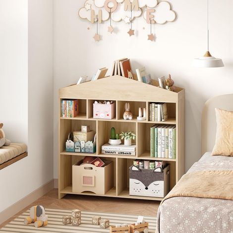Bibliothèque Enfant Forme Maisonnette - Meuble de Rangement pour Jouets et Livres avec Casiers - 103 x 100 x 30 cm (1/5)
