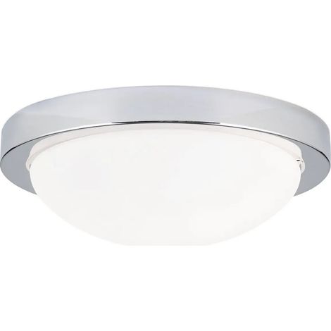 [GEBRAUCHT] B-Ware Minea Deckenleuchte Lampe Chrom Eisen Glas Weiß Runde Leuchte Wohnzimmer