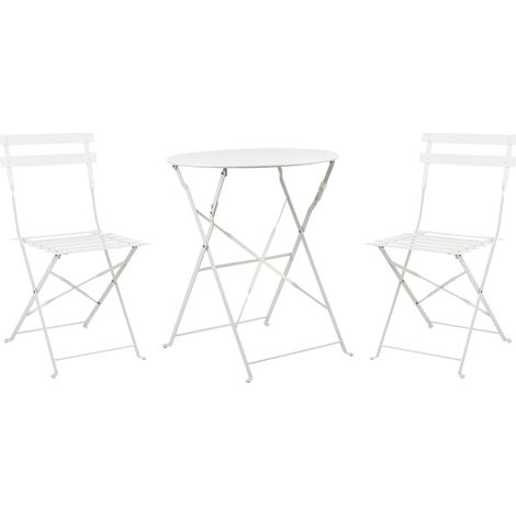Conjunto de balcón de metal blanco mesa redonda sillas de acero exterior Fiori