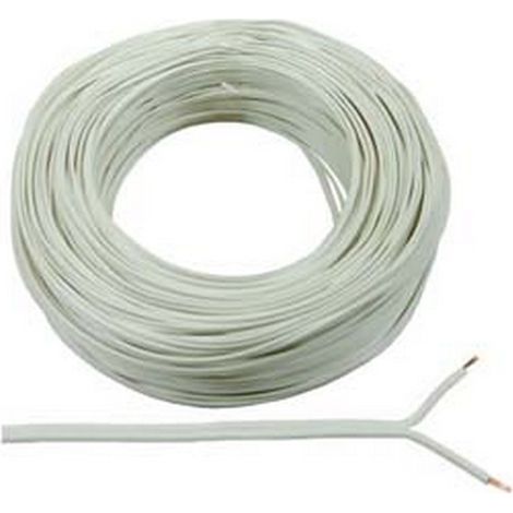 100MT CAVO ELETTRICO BIPOLARE PIATTINA COSTA STRETTA BIANCO 2x mmq.0,50 bianco