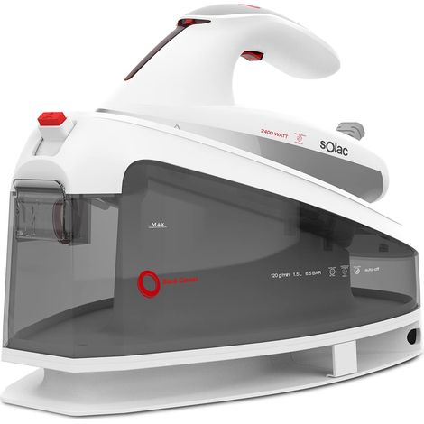 Solac - Centro Stiro Blank Canvas 2400W, Ferro da stiro professionale, Vapore pressurizzato 7 bar, Avvio rapido in 30s, Supervapore 400g/min, Vapore costante massimo 130g/min, 1,5L, Ceramica (1/5)