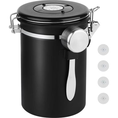 Boîte de conservation Ohtomber pour café moulu - 624 ml (22 oz) infusée d'ingrédients herbacés insolubles, date et dose, idéale pour les céréales, le sucre, le thé, etc. (1/5)