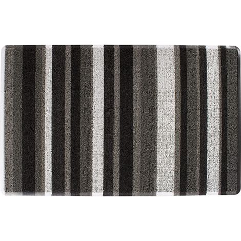 Teslin tufted printed doormat, entryway mat, dirt-removing, anti-slip mat, outdoor mat, loop fleece doormat - black and gray stripes - 4060CM