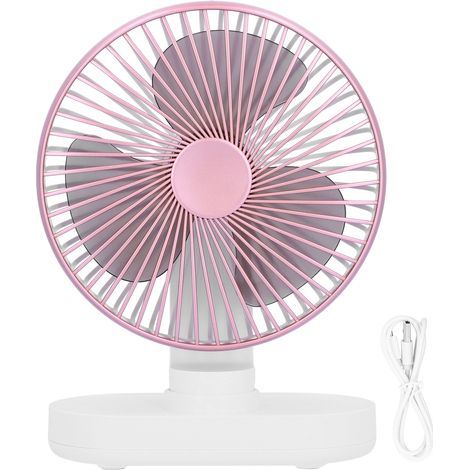 Mini portable USB rechargeable desk fan, quiet and oscillating, pink-AquaForge (1/5)
