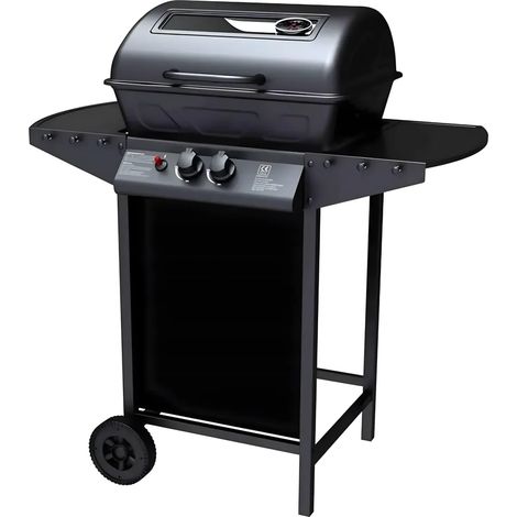 Barbecue a Gas da Esterno 97x51x100H cm a 2 Fuochi in Acciaio Nero (1/3)