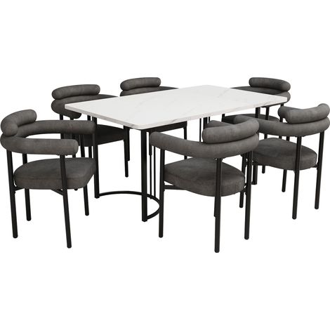 GagaEnsemble table et chaises 7 pièces métal 6 chaises grises (1/5)