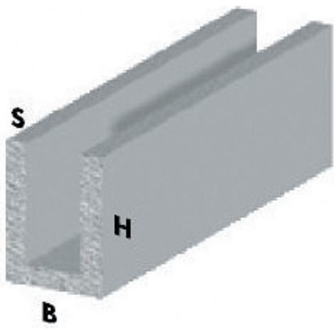 PROFILO ARGENTO H.100 CANALINO U 10X15X1-. Prezzo per 1 pezzo. (1/2)