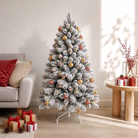 Set di Palline di Natale 30 pz Oro e Rosso Ø 6 cm Plastica vidaXL (1/5)