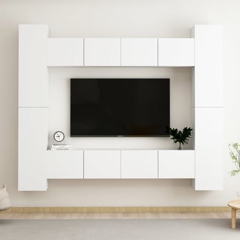Furniture Limited - Set Mobili Porta TV 8 pz Bianco in Legno (1/5)