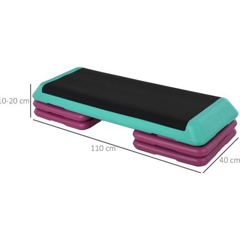Step aerobico regolabile 110 x 40 cm, altezza 10/15/20 cm, antiscivolo, multicolore HAVRYA (1/5)