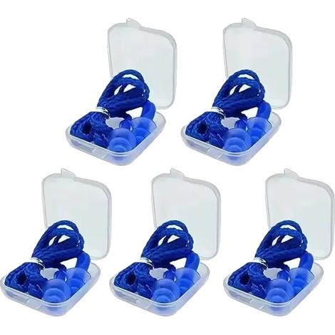 Tappi per le orecchie antirumore, riutilizzabili, vestibilità comoda, 5 paia blu (1/2)