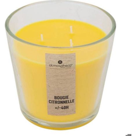 Bougie Parfumée Citronnelle - Verre - Coton - 13,5 x 12,5 cm - 40 H - 500 G (1/2)