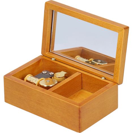 Spieluhr aus Holz mit Spiegel, dekorative Schmuckschatulle und Geschenkbox fürs Büro (1/5)