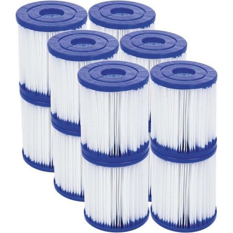 Filtre Pompe Piscine - Hauteur 9,0 cm - Diamètre 8,0 cm - Papier - Lot de 12 (1/3)