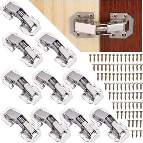 Allecto Plus,10 bisagras para armarios con cierre suave y tornillos,Bisagra de 90 grados para armarios de cocina (1/5)