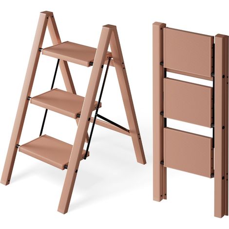 Échelle Pliable 3 Marches, Tabouret Escalier Aluminium Capacité 150 Kg, Échelle Pieds Antidérapants (1/5)