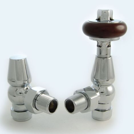 West Eton Traditional Angled Manual Radiator Valve and Lockshield - Chrome (1/5)