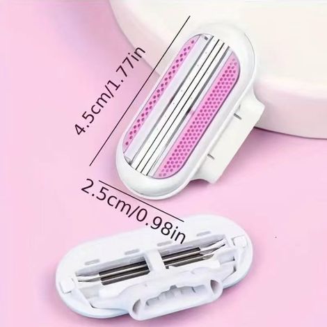 Tondeuse bikini manuelle pour femmes — Lames triple en acier inoxydable — Outil portable pour corps et visage — Rasoir spécial zones sensibles (1 tête à 3 lames) (1/3)