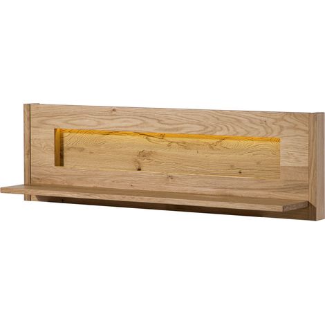 Wandregal Wildeiche inkl. LED 123x25x38 natur geölt CARDIFF 150