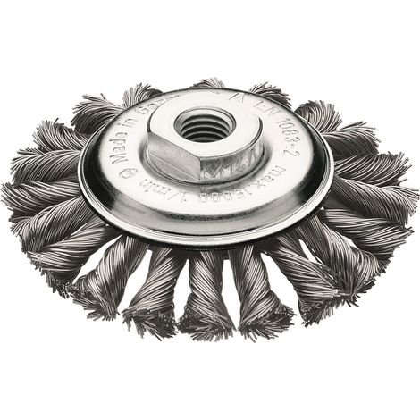 Spazzola conica Lessmann Ø 115 mm M14 spessore filo 0,5 mm - 472.257.WZ