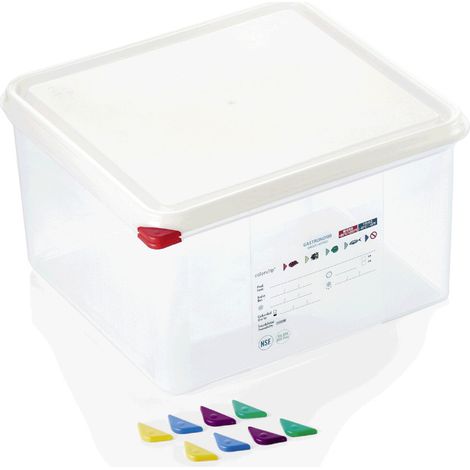 Bac GN 2/3 polypropylène H 200 mm 19 ltr avec couvercle GN 86 lot de 8 - Was Germany (1/2)
