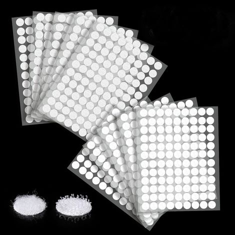 1080 Pcs Scratch Autocollant Double Face, Scratch Autocollant Rond, Adhésif Rond,540 Paires de Points Auto adhésifs Ronds de 10 mm, pour DIY, Photos
