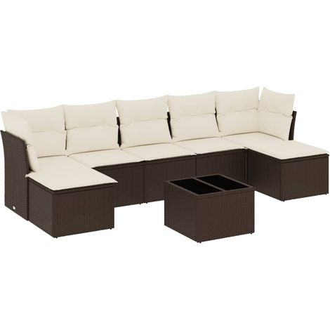 Maison Exclusive - Set Divani da Giardino 8 pz con Cuscini Marrone in Polyrattan