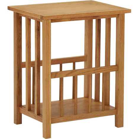 vidaXL Mesa revistero madera maciza de roble 45x35x55 cm (1/5)