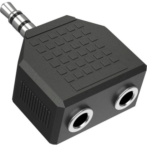 Adaptateur Audio Répartiteur Jack Mâle 3.5mm 2 Jacks Femelles, Noir Doubleur Jack Stéréo en Y pour Brancher 2 Casques Écouteurs sur 1 Smartphone Tablette ou PC Format Compact, (1/5)