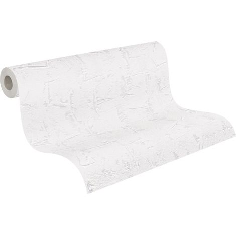 A.S. Creations – Papier peint uni blanc texturé intissé – Tapisserie pour salon et chambre – Style moderne – Largeur 53cm
