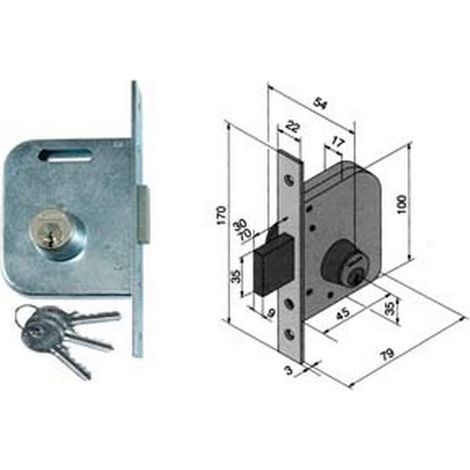 2PZ SERRATURA DA INFILARE PER CANCELLI SOLO CATENACCIO 062 - mm.45 con catenacc