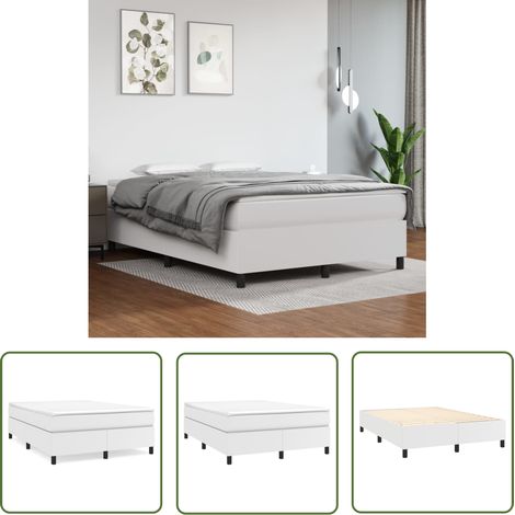 The Living Store Bettgestell Weiß 140x200 cm Kunstleder - Bettes Gestell - Schlafzimmer Möbel - Weißes Bett - Kunstleder Bett - Doppelbett (1/5)