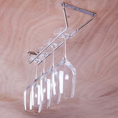 1 Porte-verres à vin en acier inoxydable, étagère suspendue 35cm, support goblets cuisine bar (1/5)