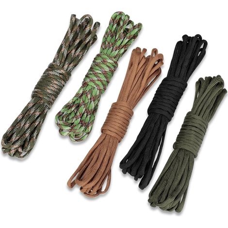 5 Couleurs×6m/19ft Paracorde, Cordelette Kit, Paracorde 4mm, Résistante Corde 7 Brins en Nylon, 250kg Charge Maximale, pour Survie en Plein Air, Campi (1/5)