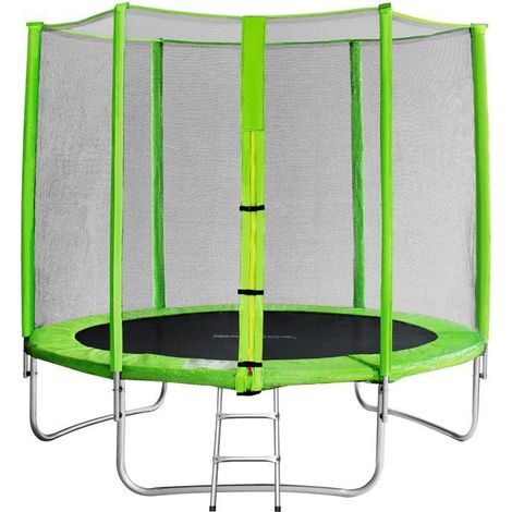 Trampoline de jardin vert avec echelle MyJump 2,45 M