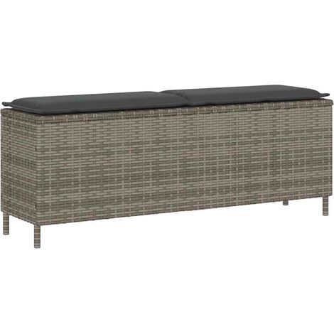Gartenbank mit Kissen Grau 110x30x40,5 cm Poly Rattan