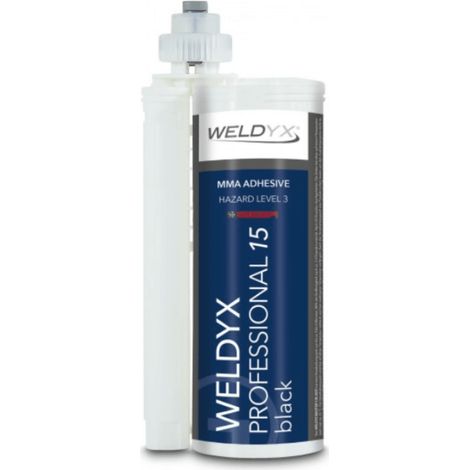 WELDYX Professional 15 schwarzer Klebstoff 490 ml für Kunststoffe und Verbundwerkstoffe