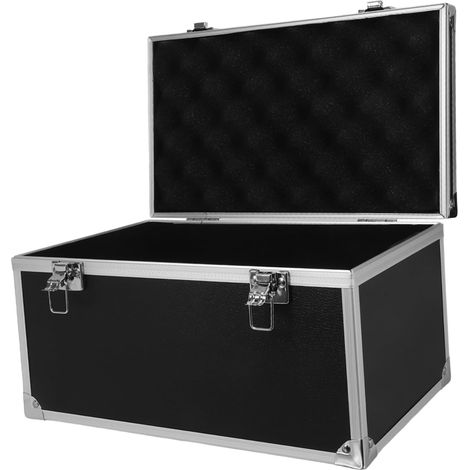 Mallette de Matériel en Alliage D’aluminium Noir, Poignée Confortable  Boîte Rigide Abs Flannelette et Mousse, Ouverture Souple, Format Portable pour Équipement (1/5)