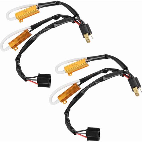 Decodificador LED de 2 piezas, resistencia de carga, arnés de cableado sin errores para faros delanteros y luces intermitentes de automóviles H4 (1/3)
