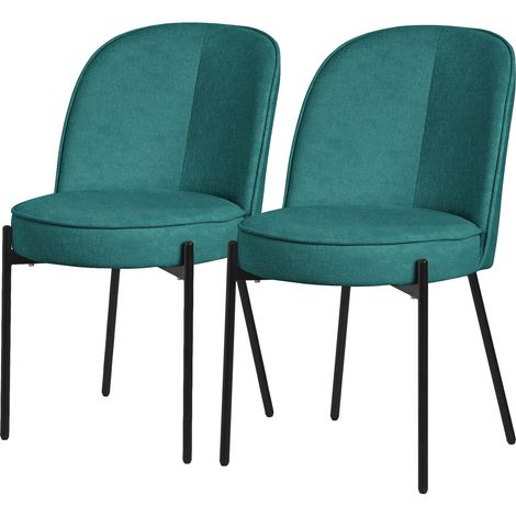 ML-Design Esszimmerstühle 2er Set, Petrol, Küchenstühle mit Stoffbezug und Stahlgestell, Wohnzimmerstuhl mit Rückenlehne, Polsterstühle für Esszimmer & Küche, Gepolsterte Stühle Ergonomischer Sessel