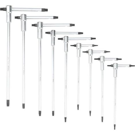 Torx-Schlüsselsatz 9-teilig T8-T40 T-Griff CRV mattverchromt (1/5)