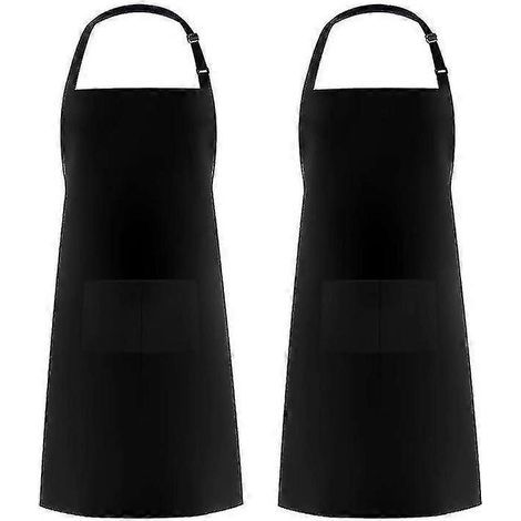 Tablier de cuisine Black Utopia Kitchen (lot de 2) ajustable avec 2 poches (1/5)