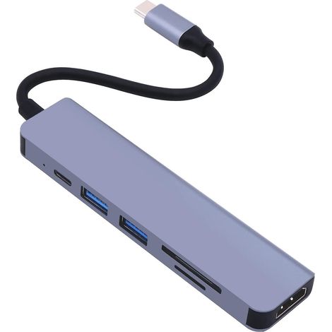 6-in-1 USB-C-Hub, Mehrfachadapter, Netzteil und Ladefunktion. (1/5)