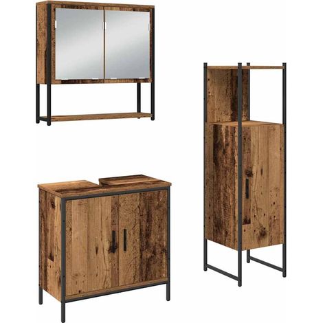 Maison Exclusive - Badezimmermöbel-Set mit Regal mit Tür 3 pcs Br