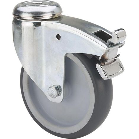 rueda giratora agujero m12 freno 301-150-5 poliamix-goma gris eje liso (1/2)