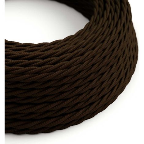 Creative-Cables Cavo elettrico in tessuto, Sezione 2 x 0,75 mm², 50 m, Marrone Espresso TM13, Trecciato, effetto seta